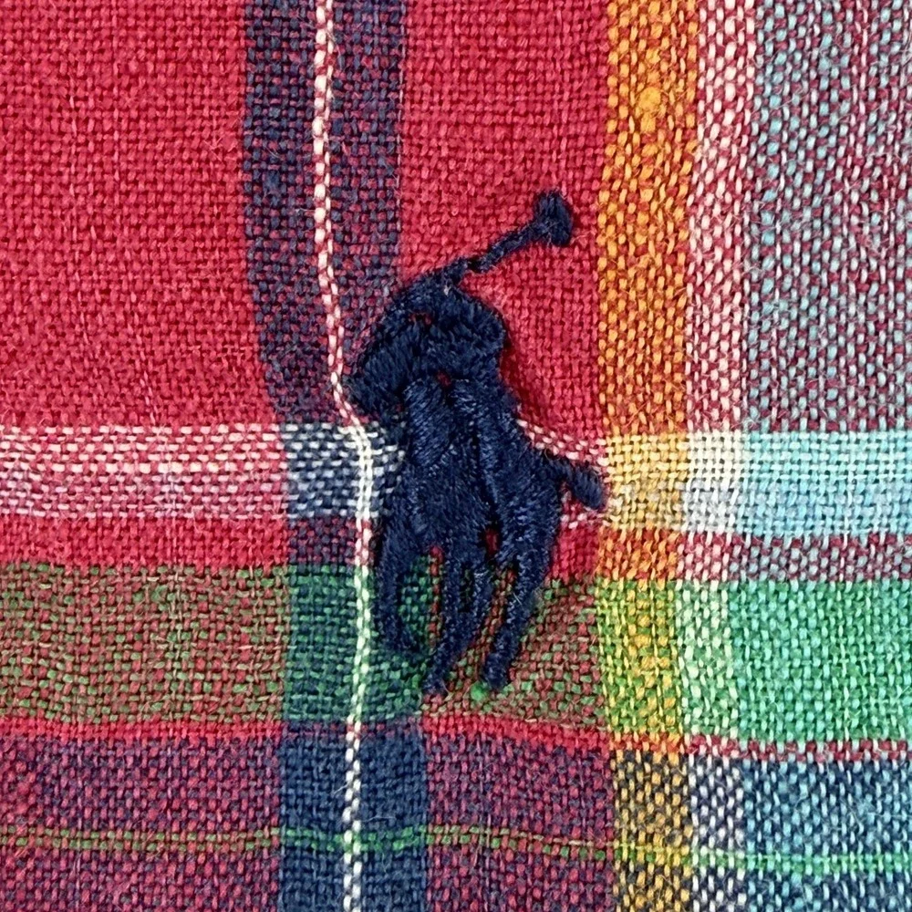 Polo Ralph Lauren 100% Linen Multi Madras Plaid Shirt Men 2XL Pony Preppy